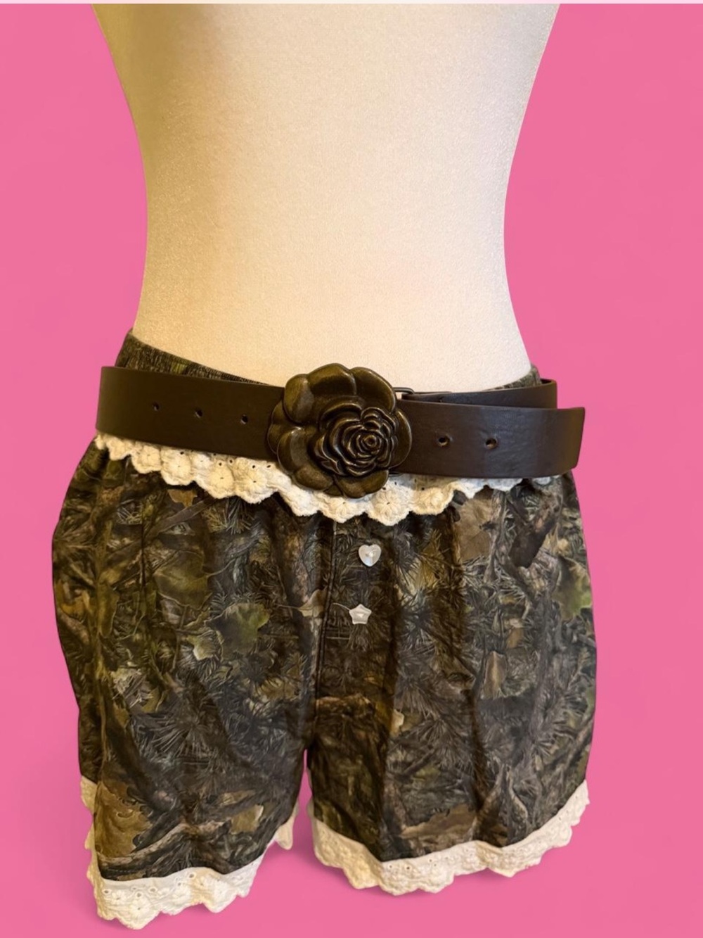 My Accessories chunky rose buckle belt in brown and bronze